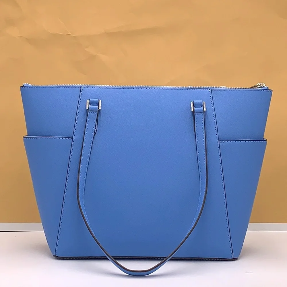 MICHAEL KORS Jet Set Large Crossgrain Leather Top-Zip Charlotte Tote Bag NWT